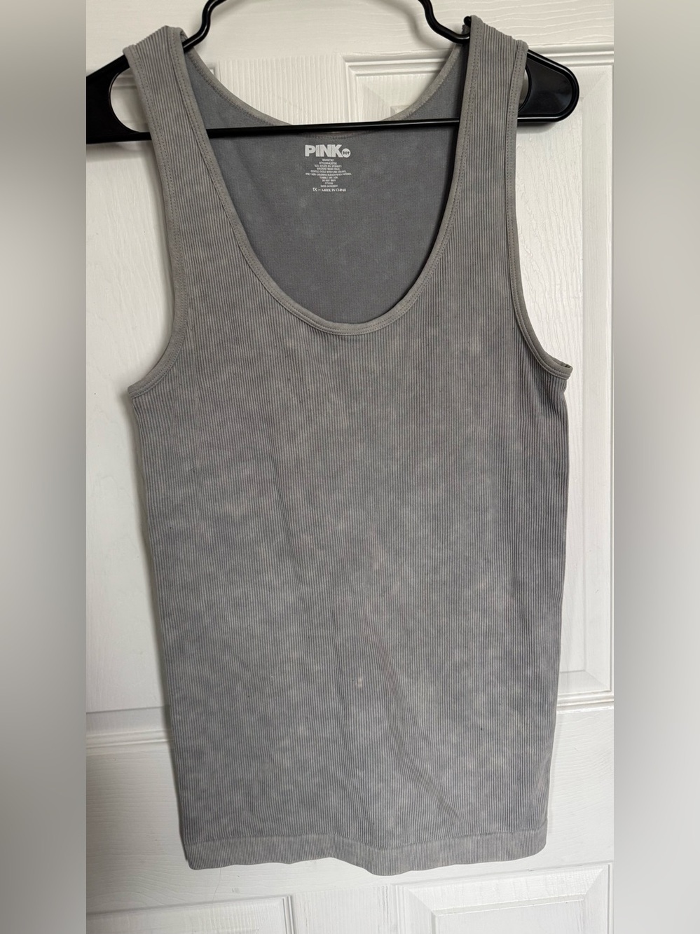 PINK Ribbed Tank Top in Gray
